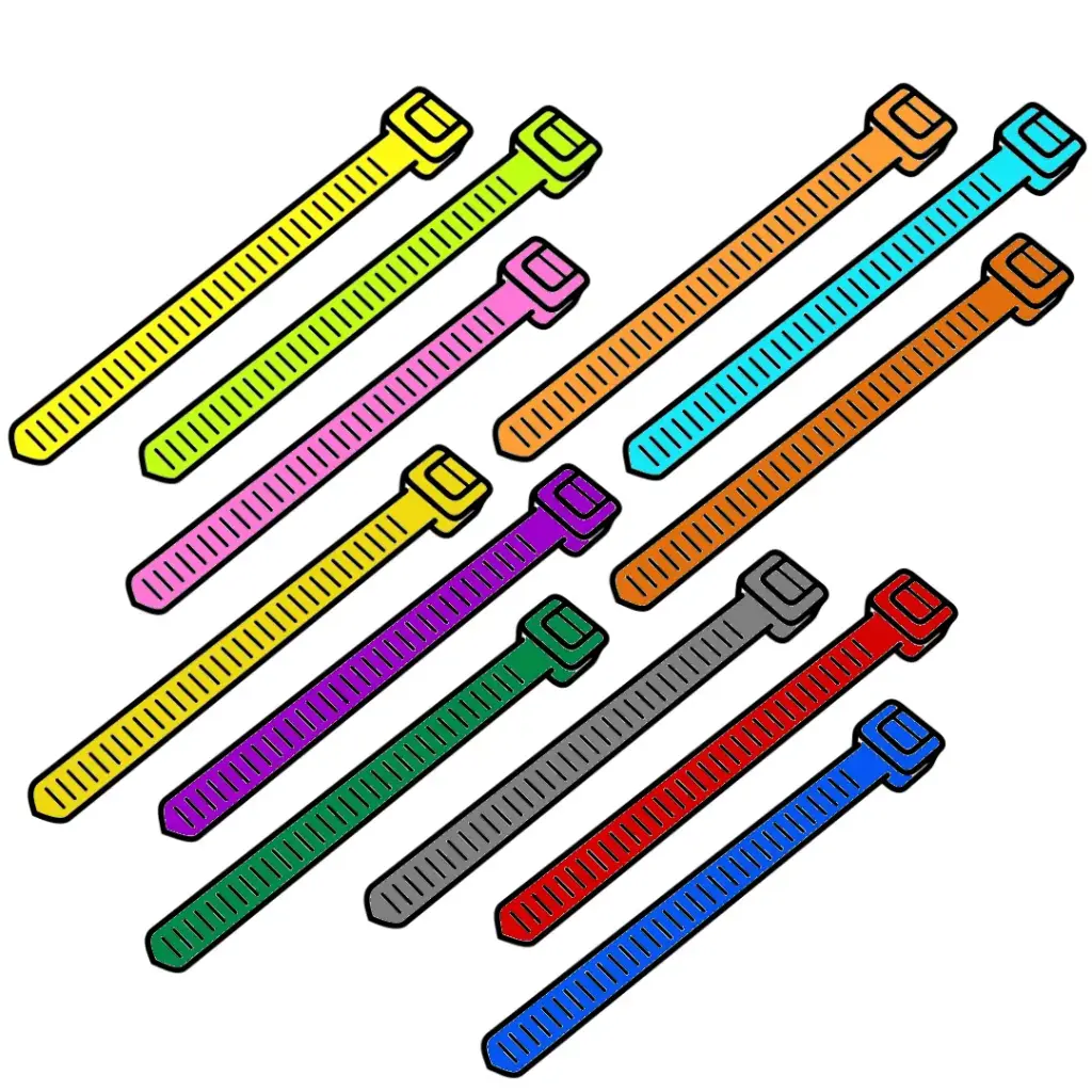 8"-20Lb Tie Wrap Various Color [Yellow, Blue, Red, Orange, Green, Brown, Purple, Gray, Flou. Green, White & Black] (100Pk)