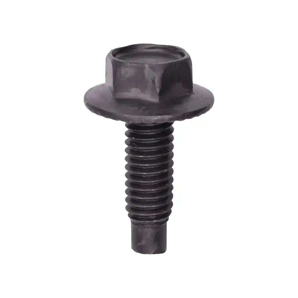 5/16"-18 x 1" Indented Hex Large Flange Washer Head Dog Point (Auveco)