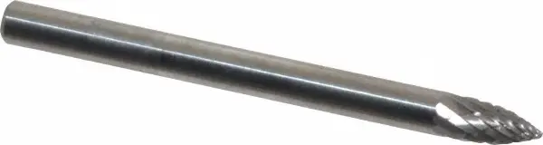 1/8" [1/4" Long Cut] Double Cut Tree Pointed End Carbide Burr 1/8" Shank