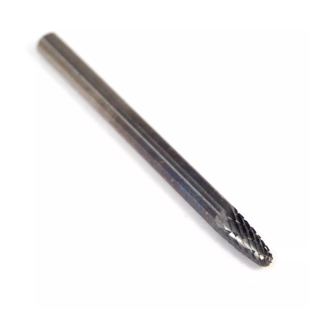 1/8" [1/2" Long Cut] Double Cut "Tree" Radius End Carbide Burr 1/8" Shank