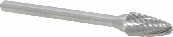 1/4" Double Cut "Tree" Radius End Carbide Burr 1/8" Shank