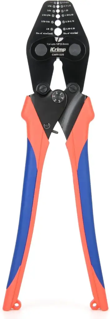 Wire Rope Crimping Pliers/Swaging Tool W/Cutter [1/32" to 1/8"]