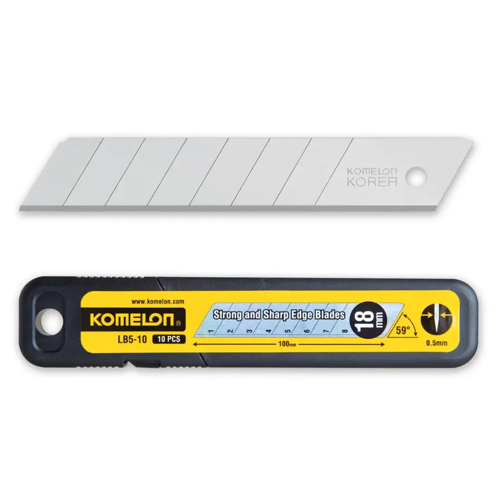 10Pk 18mm Snap-Off Utility Knife Blades (Komelon)