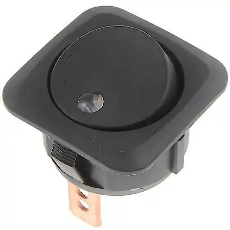 25A Round Rocker Switch (on-off) W/Blue LED Light 12VDC 300W