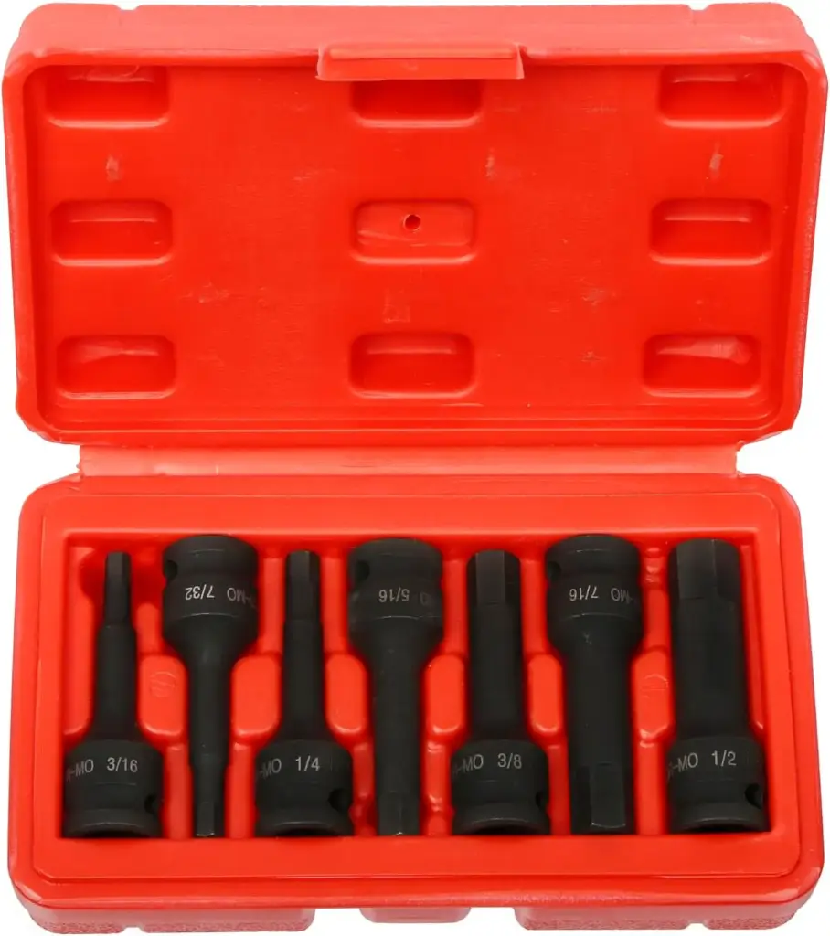 7Pc SAE 3/8" Drive Hex Driver Impact Socket Set [3/16"-1/2"] (J&R)