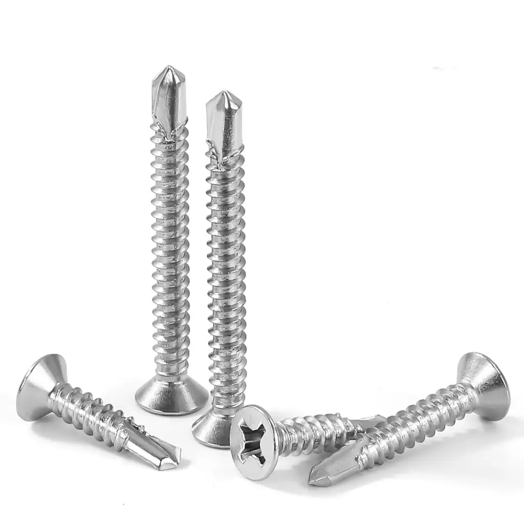 #14 X 3" Flat HD Phil Tekscrew Type 410 Stainless Steel