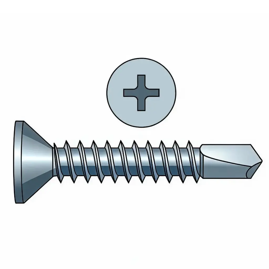 #14 X 3" Flat HD Phil Tekscrew Type 410 Stainless Steel