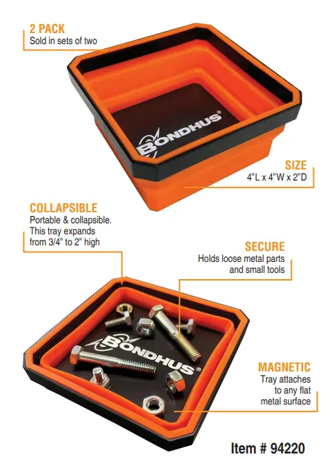 2Pk Collapsible Magnetic Parts Tray (Bondhus)