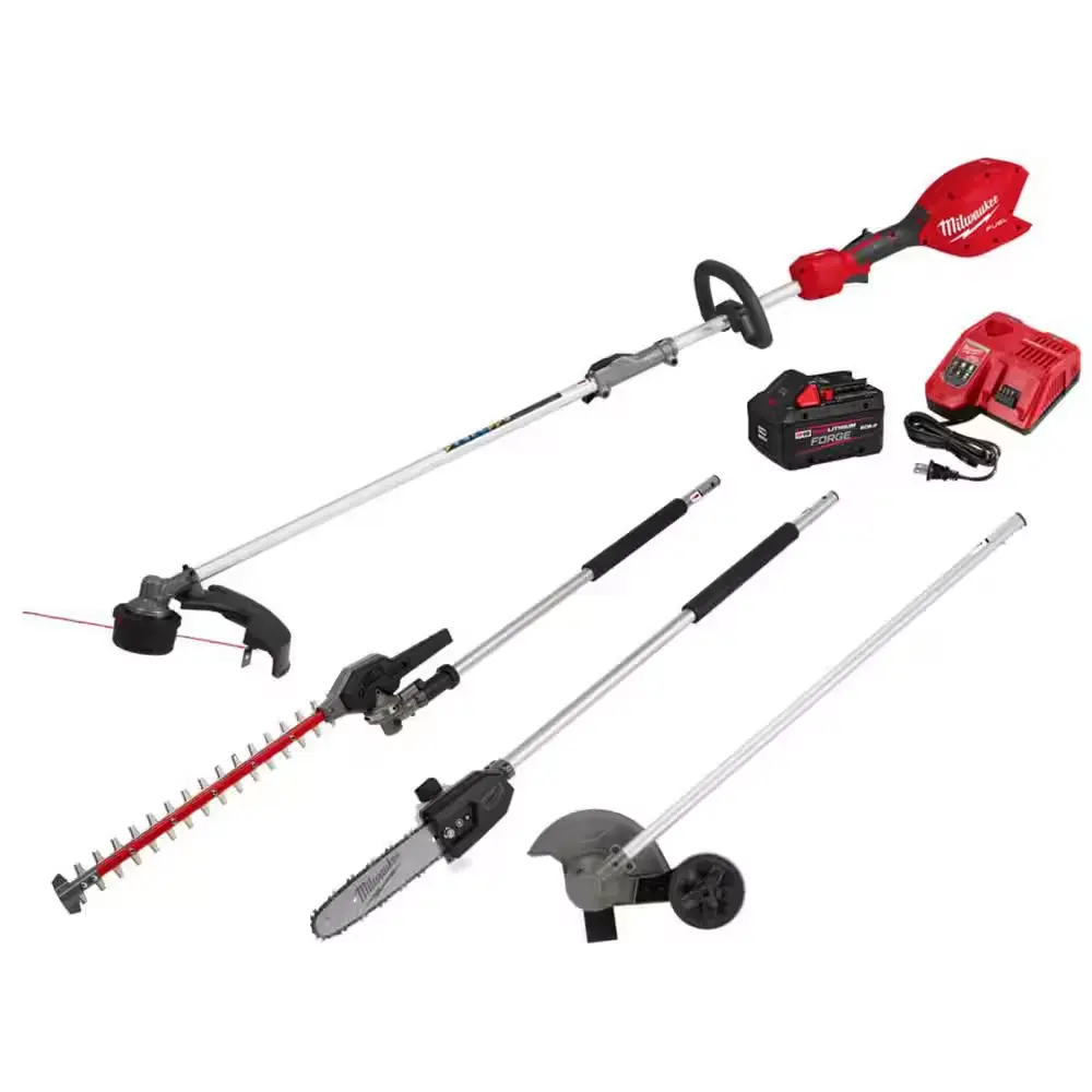 4Pc Quik-Lok Combination Kit [String Timmer/Polesaw/Hedge Trimmer/Edger] W/8.0 Battery & Charger (Milwaukee)