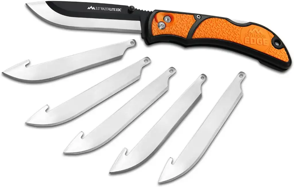 Replaceable Blade Pocket Knife [Orange] W/5 Extra Blades (Outdoor Edge)