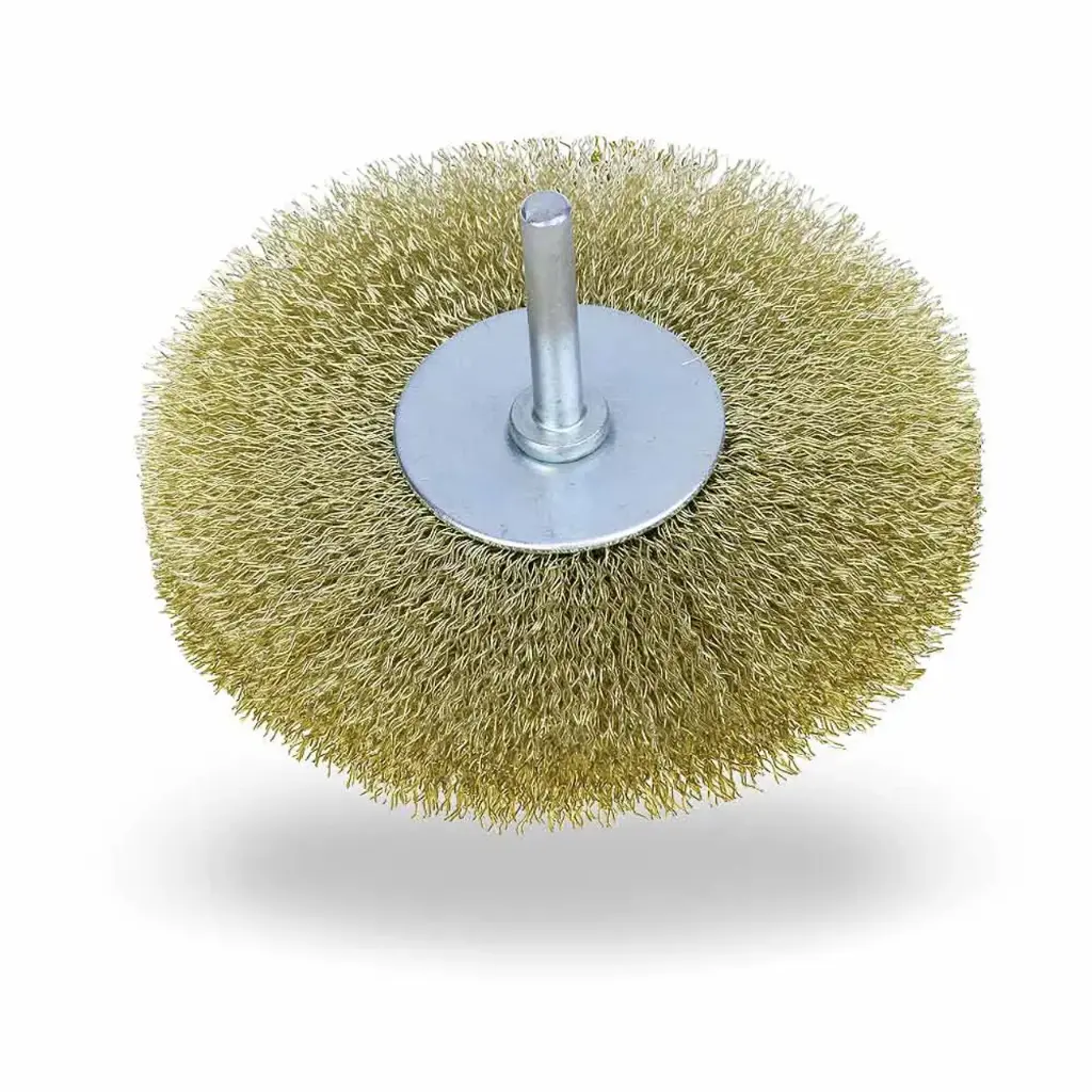 3" X .005 X 1/4" Stem Crimped Wire Wheel Brass [95650]