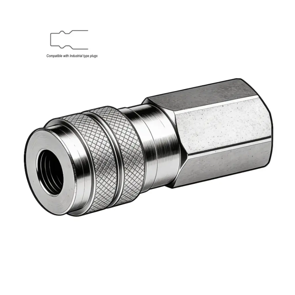1/4" Industrial Air Coupler to 3/8" Female NPT Steel