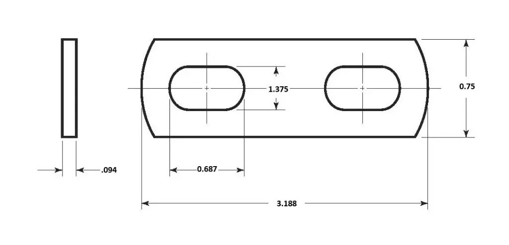 U-Bolt Plate for 1/4"-20 Thread [1-3/8" to 2-3/4" Eye Opening] Zinc Steel