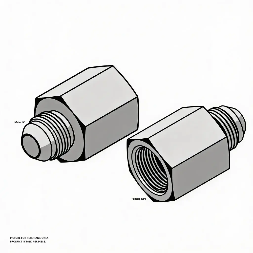 -8 (3/4"-16) Male JIC to 1/2" Female NPT Adapter Steel