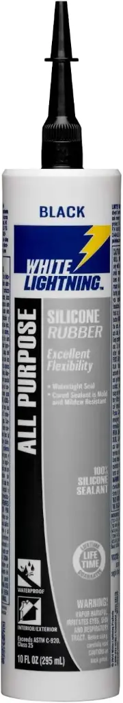 10oz Black All Purpose Silicone Rubber Sealant [-50° to 450°F Temp Range] (White Lightning)