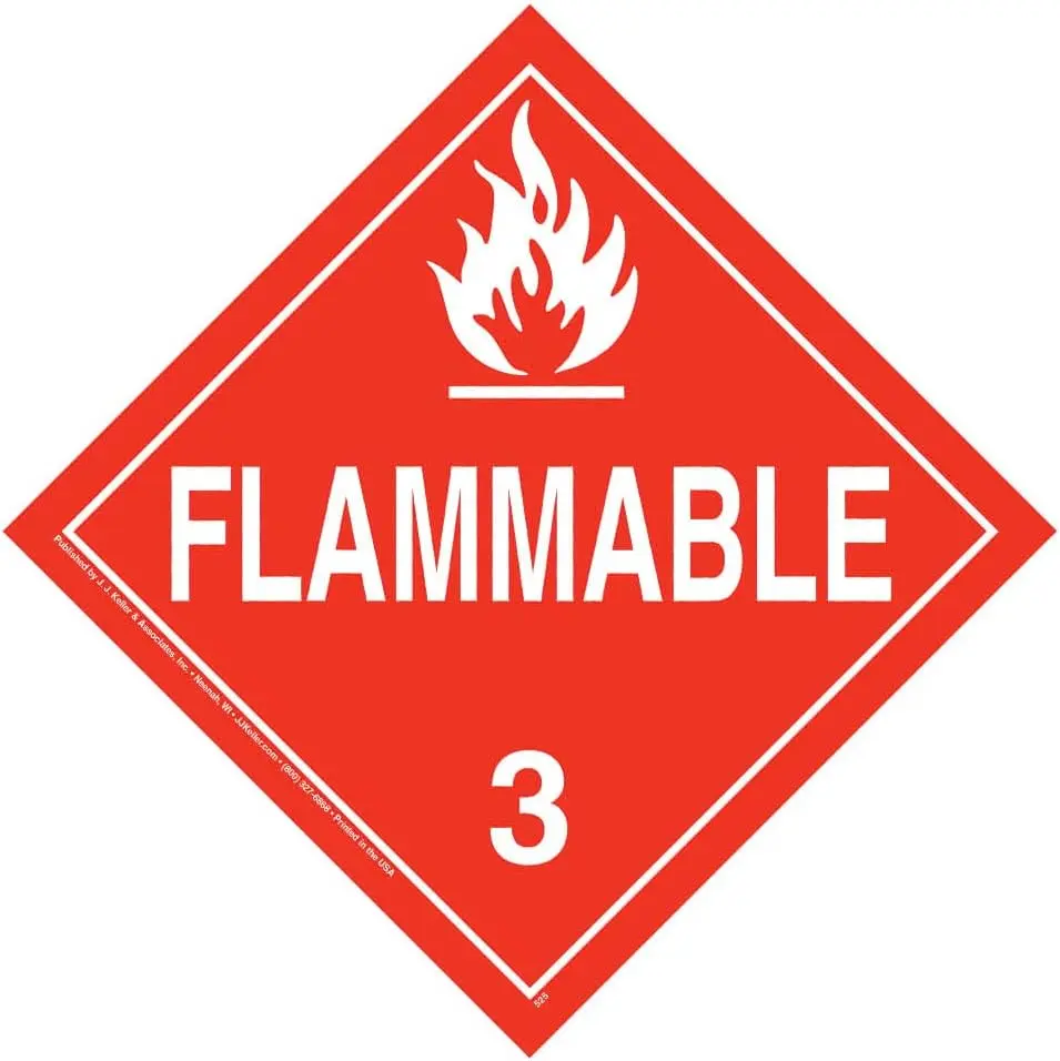 Class 3 Flammable 10-3/4" x 10-3/4" Safety Vinyl Adhesive Safety Labels