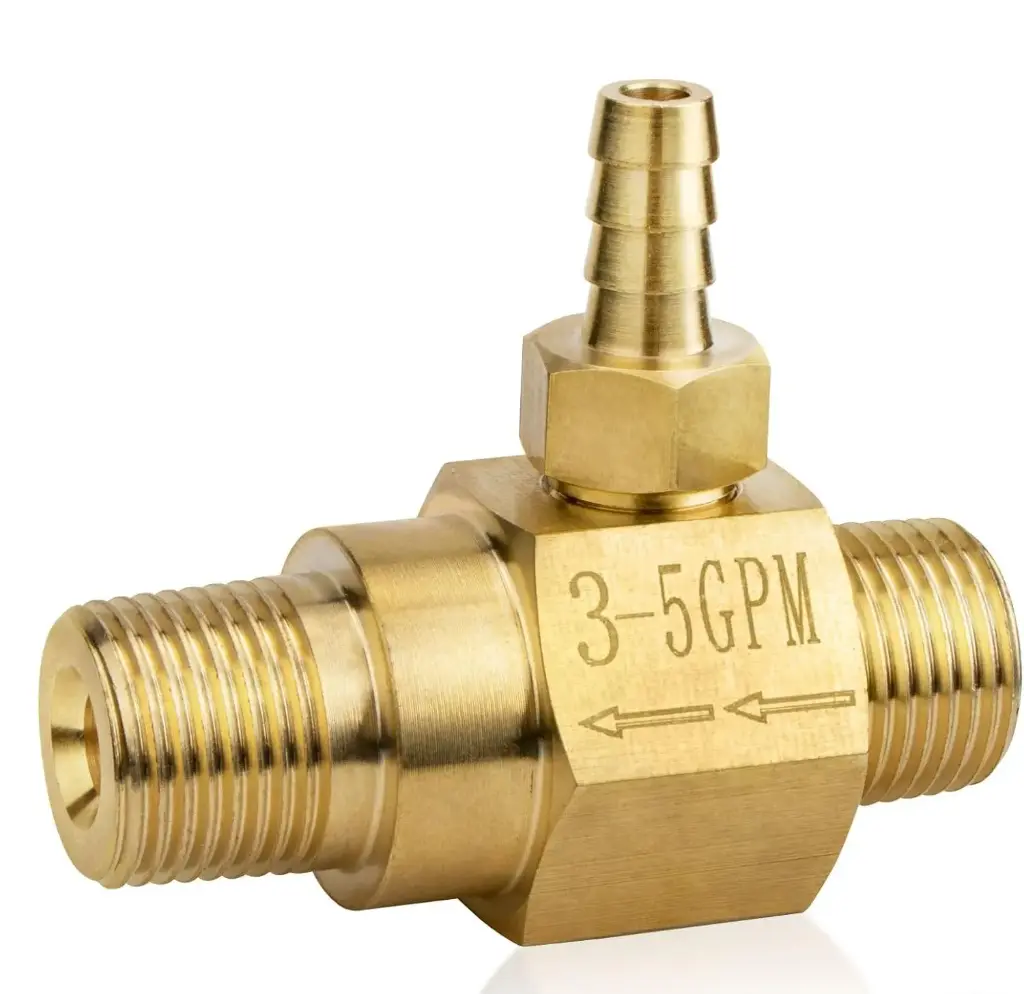 Chemical/Soap Injector Fitting for Pressure Washer 2.1mm Oriface [4,500PSI] 3-5 GPM Brass