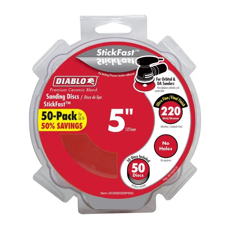 5" X NH X 220Grit Tabbed Ceramic PSA Paper Disc [50pk]
