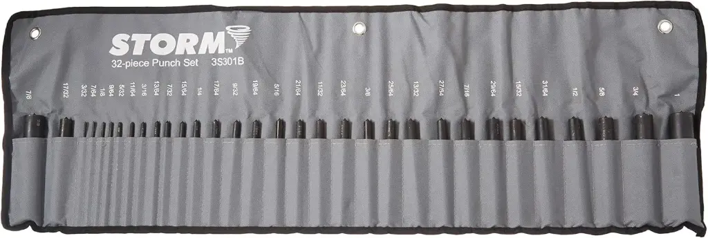 32Pc 3/32" to 1" Transfer Punch Set in Roll Pouch (Storm/Central Tools)