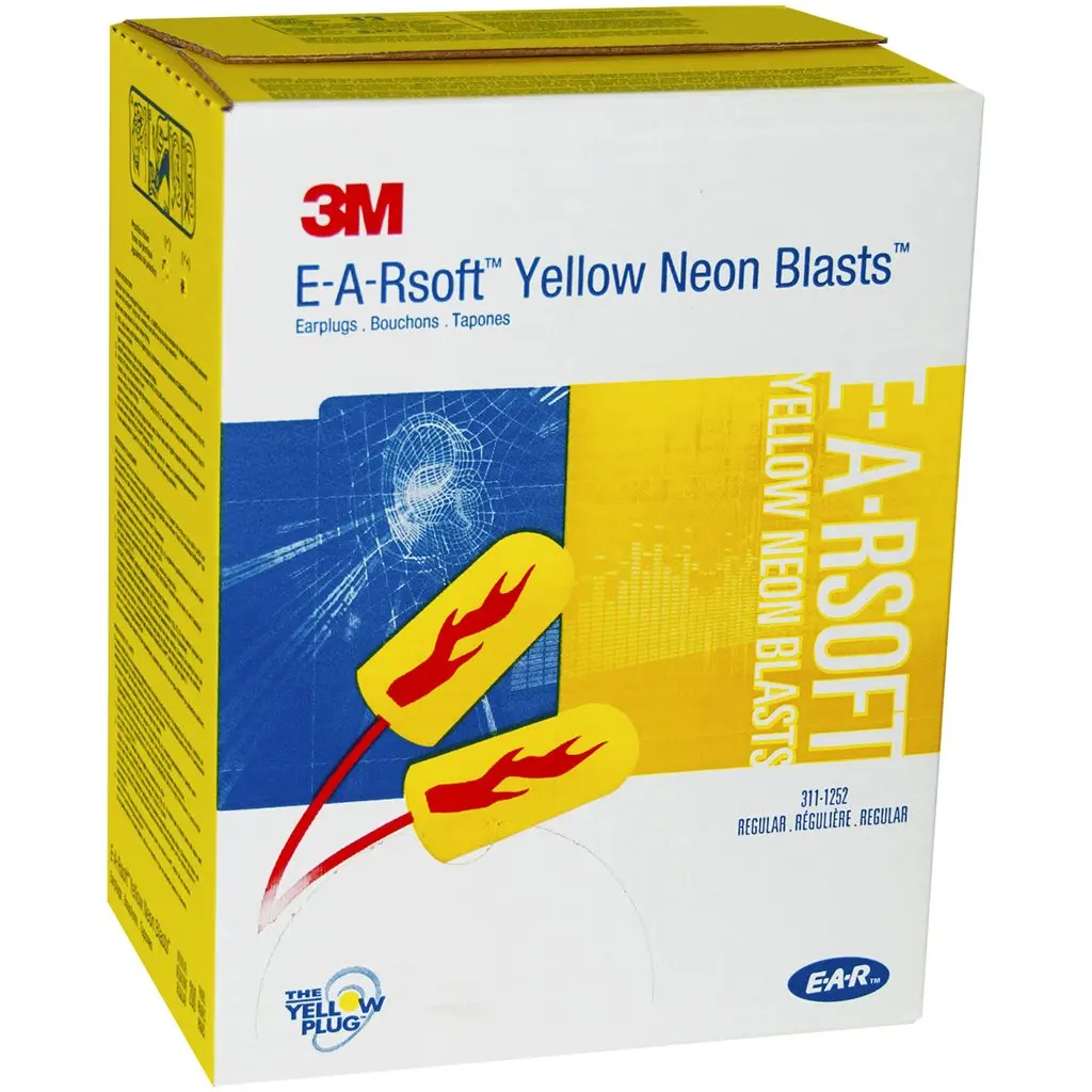 E-A-Rsoft Yellow Neon Blasts Uncorded Earplugs [200 Pair] (3M)