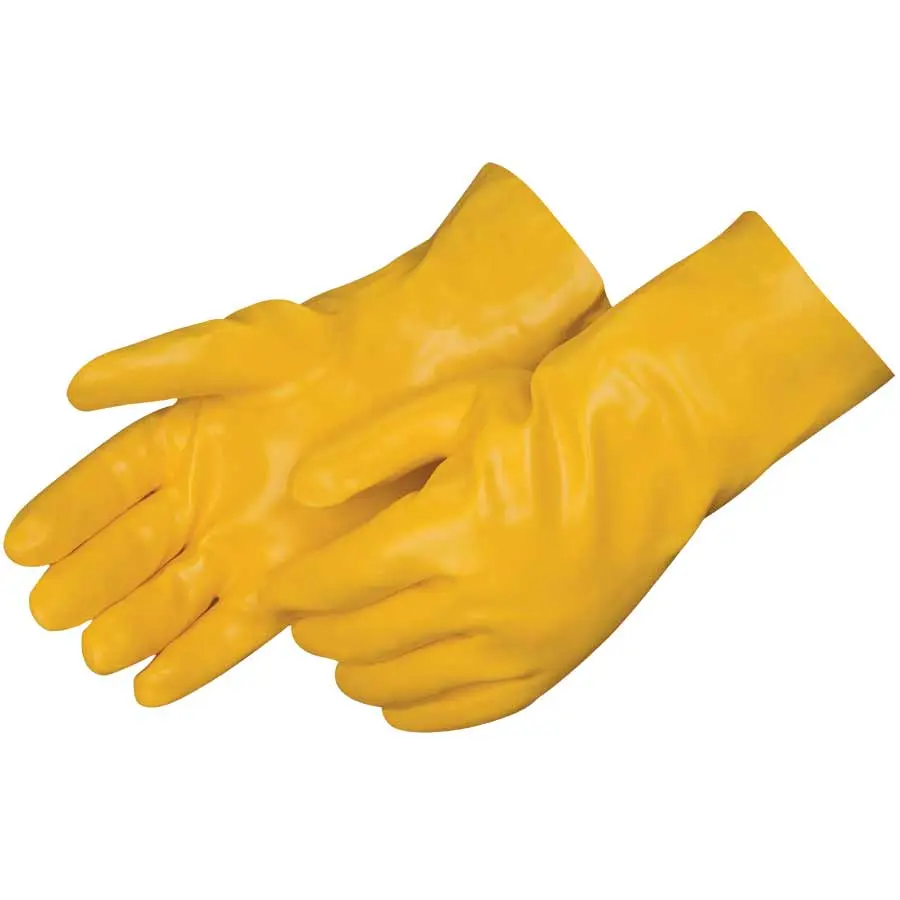 14" Yellow PVC Smooth Finish Jersey Lined Glove