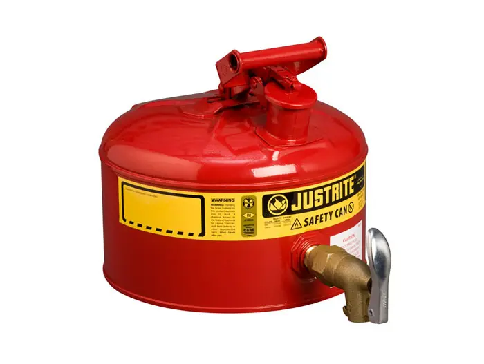 2.5 Gallon Type I Safety Can W/Rigid Bottom Brass Faucet (Justrite)