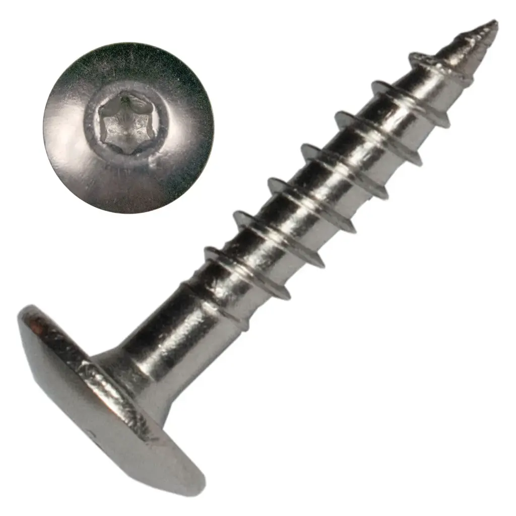 #10 X 1-1/2" Mushroom Head Torx Cabinet Screw Stainless Steel