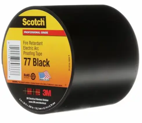 1-1/2" X 20Ft Fire Retardant Electric Arc Proofing Tape 77 Black (3M/Scotch)