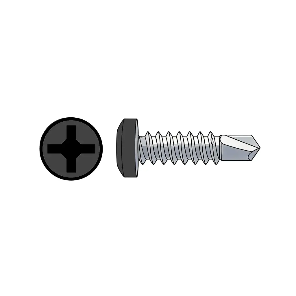 #8 X 1" Pan HD Quadrex Tekscrew ZP Painted Black Head