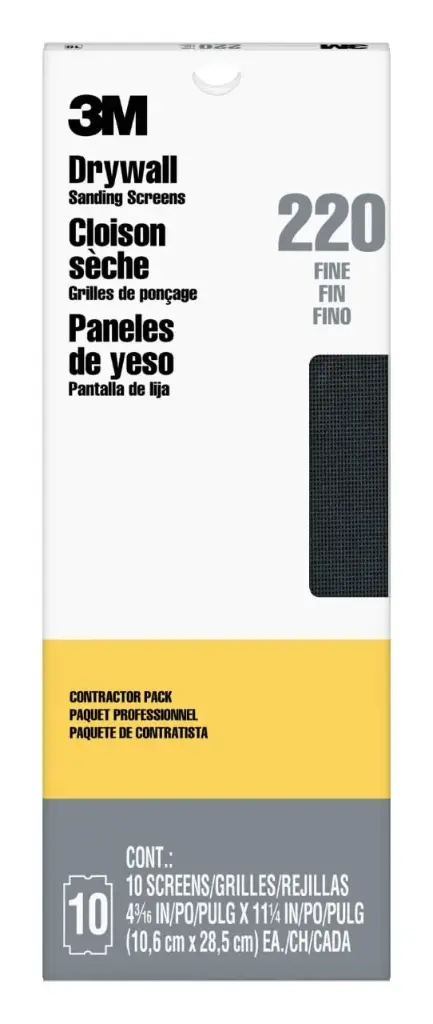 10Pk 220 Grit Drywall Sanding Screens [4-3/16" x 11-1/4"] (3M)