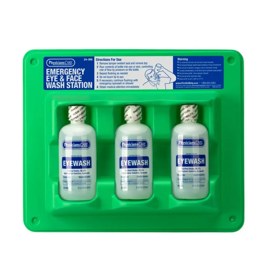 8oz Triple Bottle Sterile Eye Wash Wall Station (PhysiciansCARE) #24-308