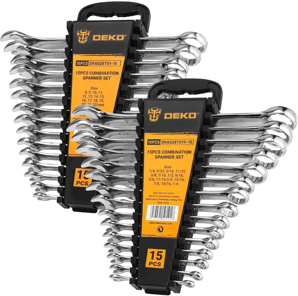 30Pc Combination Wrench Set [1/4''-1'' & 8mm-22mm W/Plastic Tray (DEKOPRO)