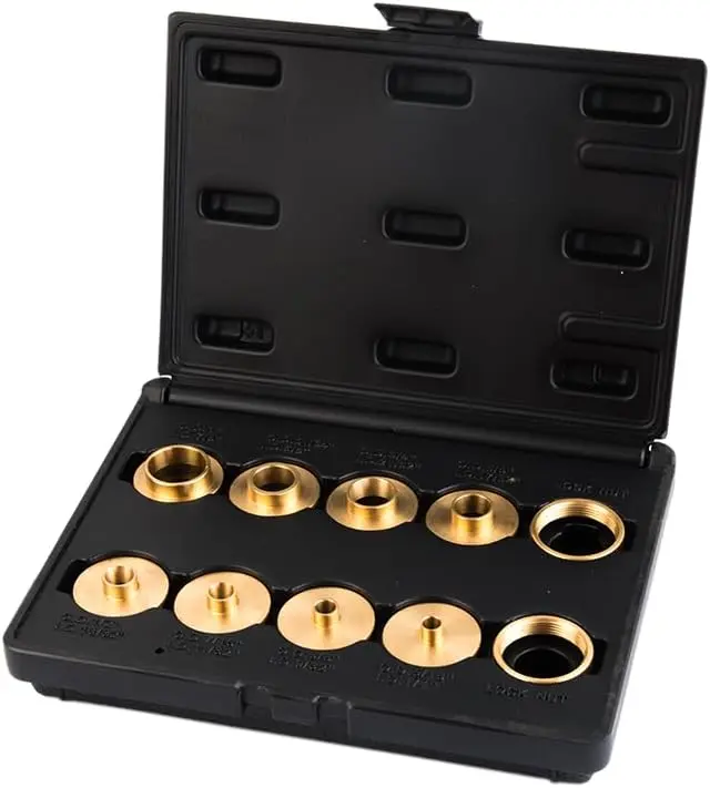 10Pc Brass Router Template Bushing Guide Set W/[2] Lock Nuts