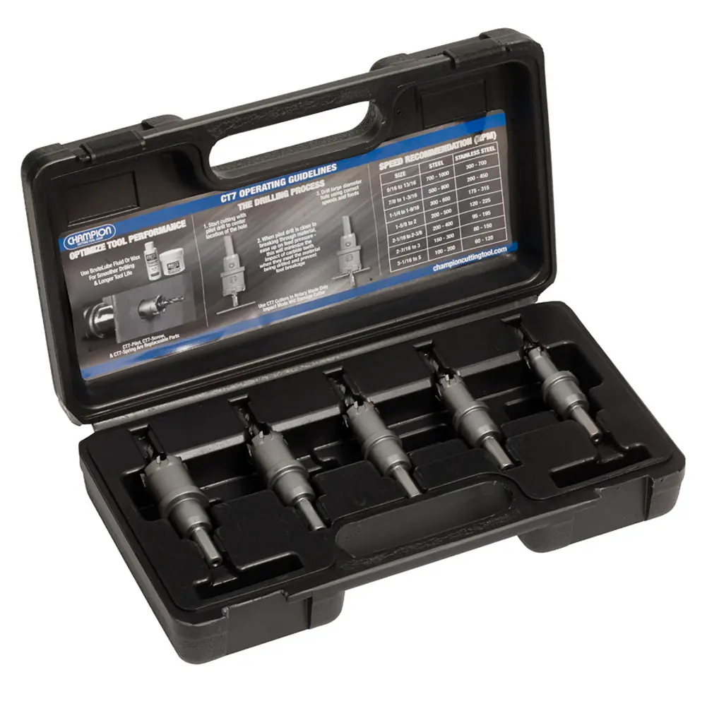 5Pc Carbide Tipped Hole Cutter Set [5/8" to 1-1/8"] (Champion/USA)