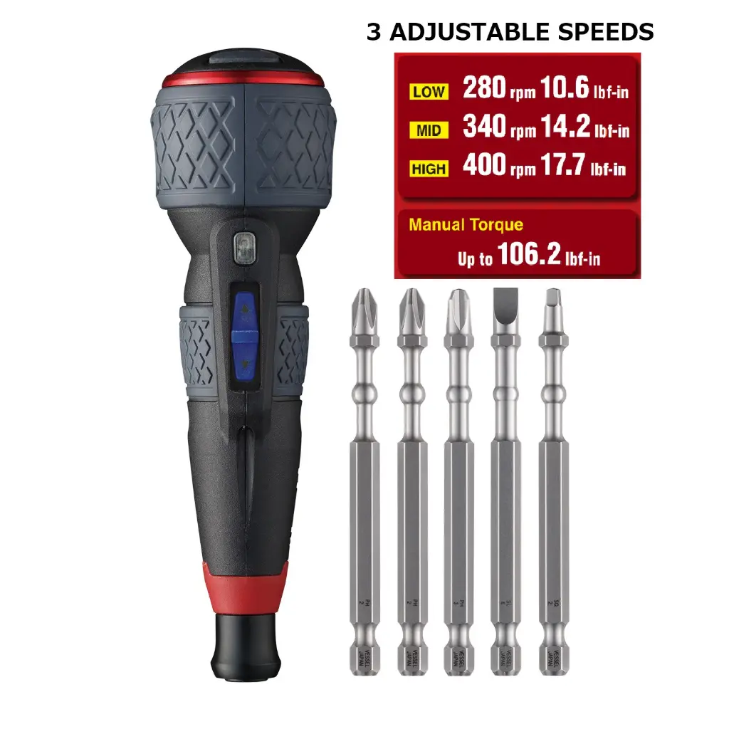 eASSIST 3-Speed Power/Manual Rechargeable Screw Driver W/5 Bits (Vessel)