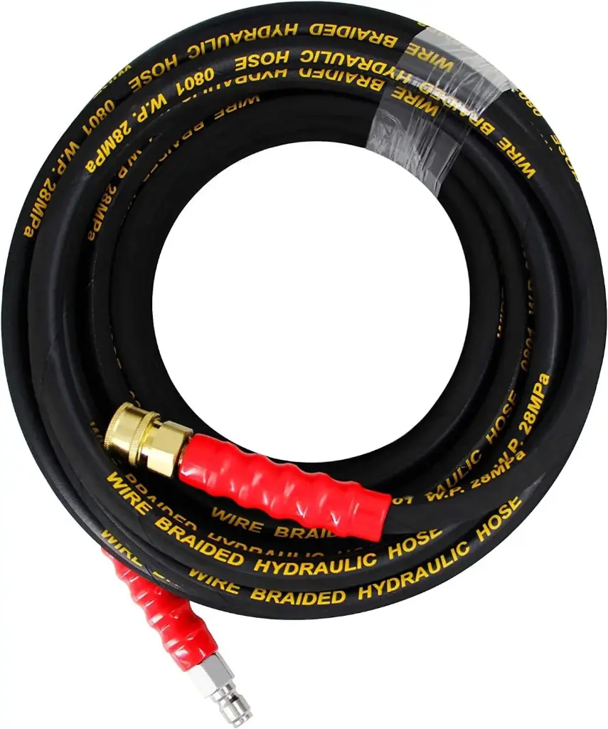 3/8" X 25Ft (R2) 2-Wire Steel Braid Gray Pressure Washer Hose [176°F/4000 PSI]