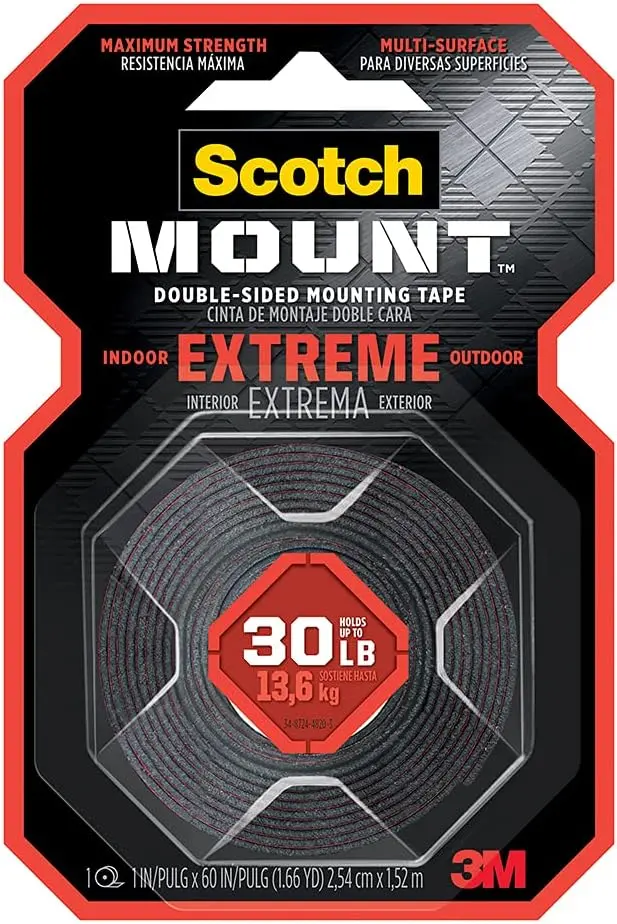 1" X 60" Indoor/Outdoor [30lb Capacity] Extreme Double Sided Mounting Tape (3M)