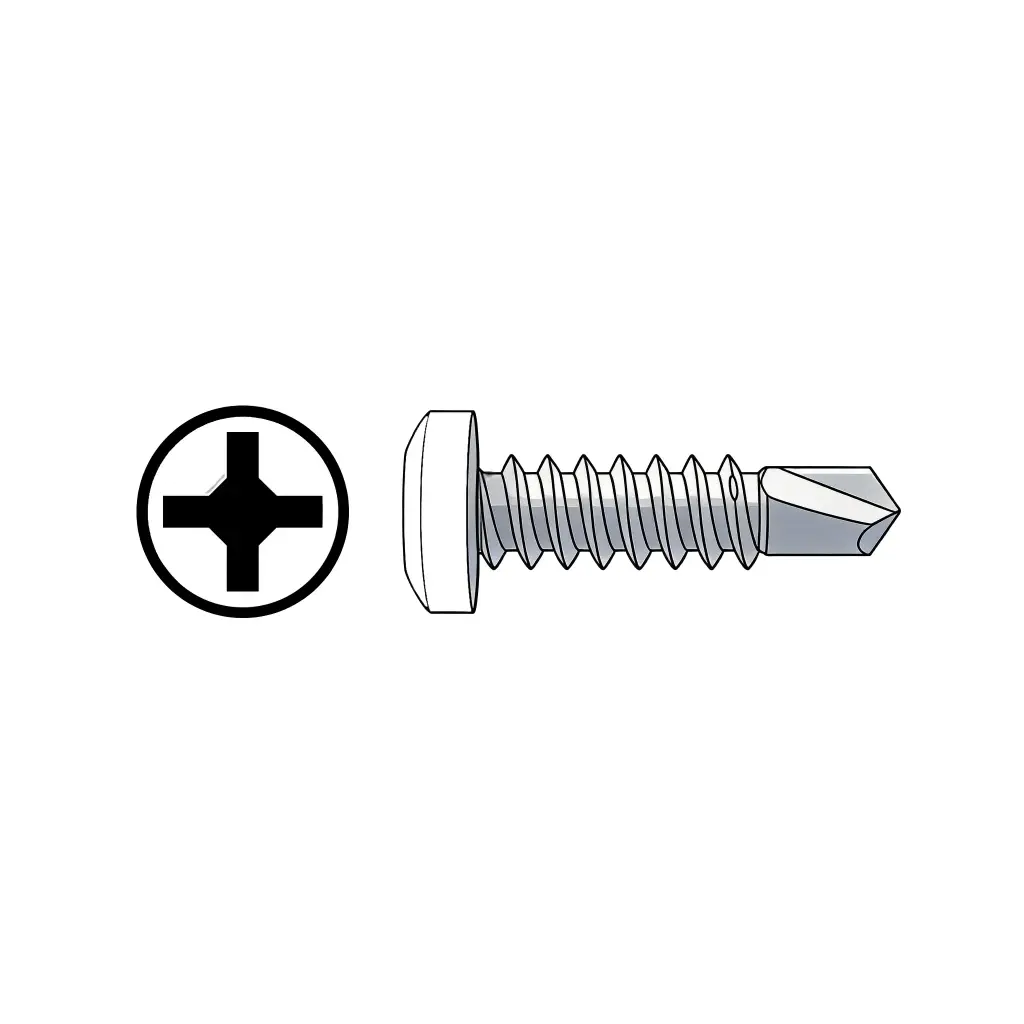 #10 X 1-1/2" Pan HD Quadrex Tekscrew ZP Painted White Head