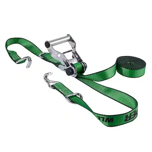 1-1/4" X 16Ft Ratchet Strap [Green] W/D-Ring (Keeper)