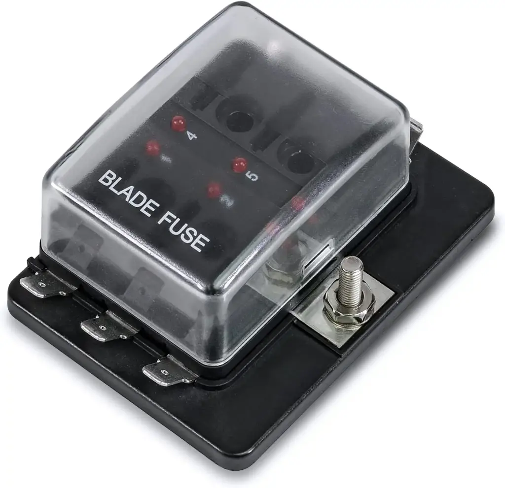 6 Circuit Sealed Fuse Panel Block Box W/LED Indicator [100A]