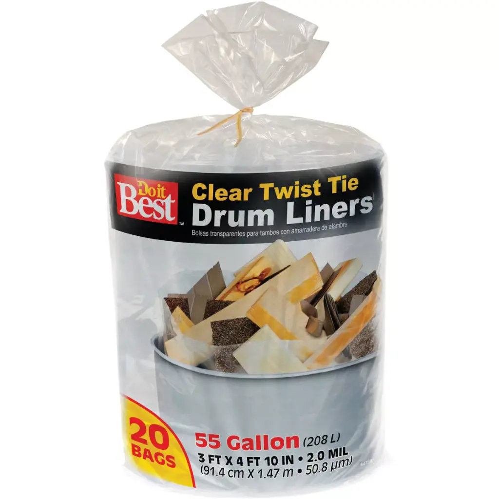 20Ct 2mil Clear Trash Liner Bags 55 Gallon (DIB)