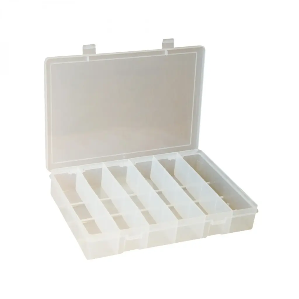 6 Compartment Small Plastic Box [WxDxH:10-13/16 x 6-3/4 x 1-3/4] (Durham)