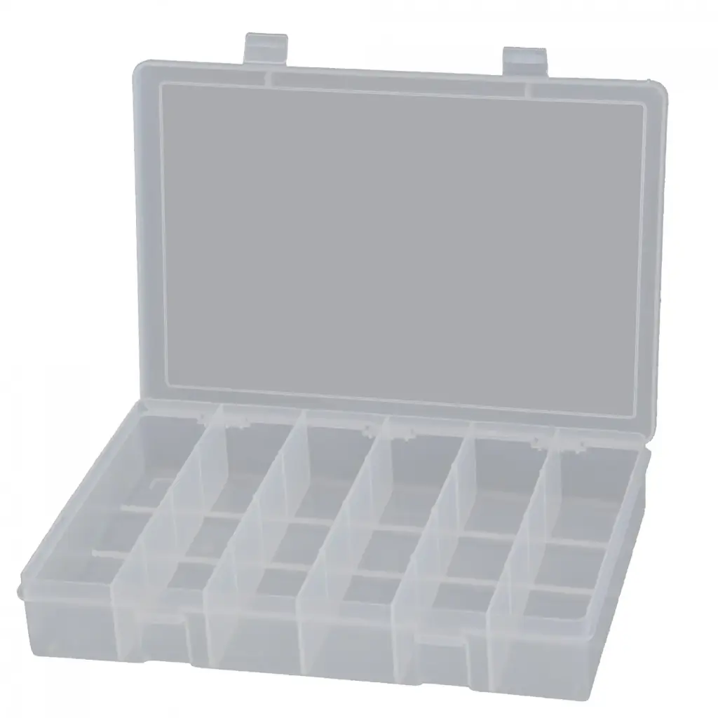 6 Compartment Large Plastic Box [WxDxH:13-1/8 x 9 x 2-5/16] (Durham)