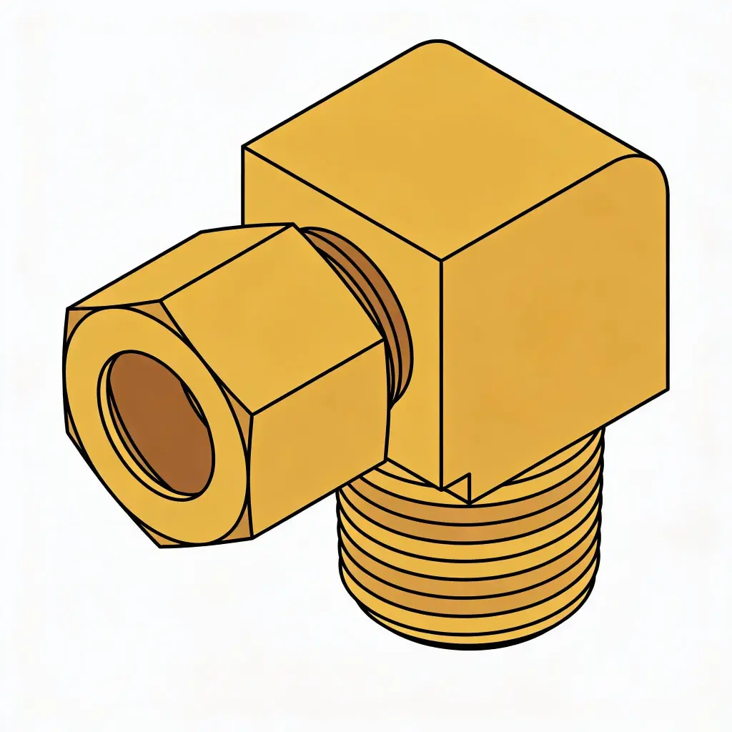 1/4" Tube X 1/4" Male NPT 90° Compression Elbow Brass NON-D.O.T.