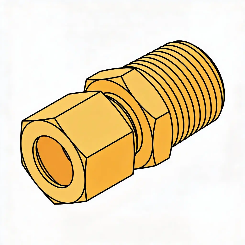 1/4" Tube X 1/4" NPT Straight Compression Fitting Brass NON-D.O.T.