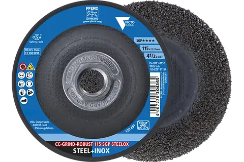 4-1/2" X 5/8"-11 Victograin Ceramic Grinding Disc CC-Grind-Robust 115 SGP Steelox (Pferd)