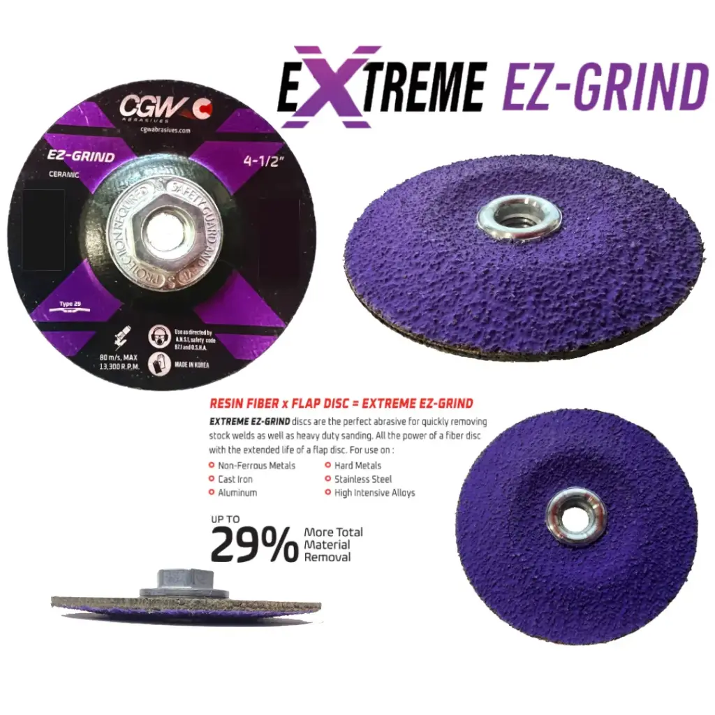 4-1/2" X 5/8"-11 X 36 Grit Ceramic Grinding Disc Type 29 Extreme EZ-Grind (CGW)
