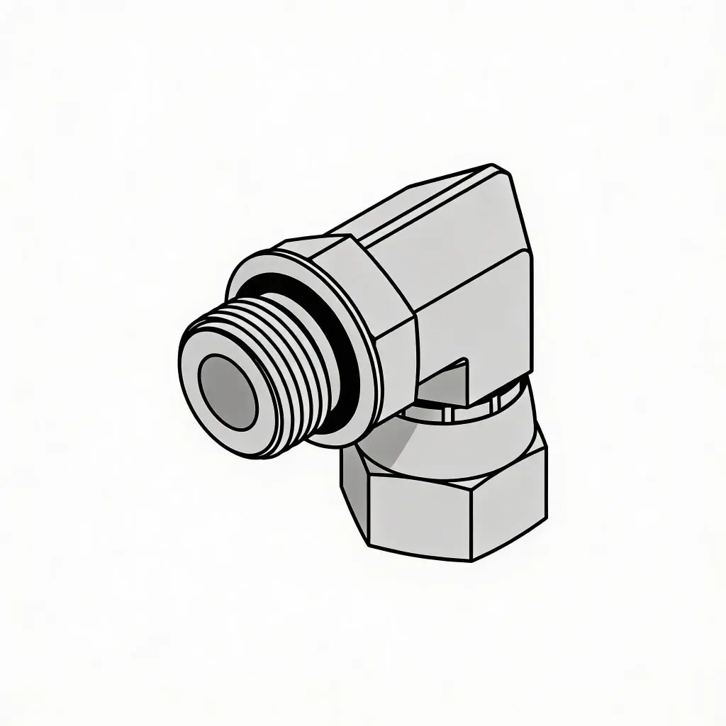 -6 Male ORB X -6 Female JIC 90° Elbow Connector Steel