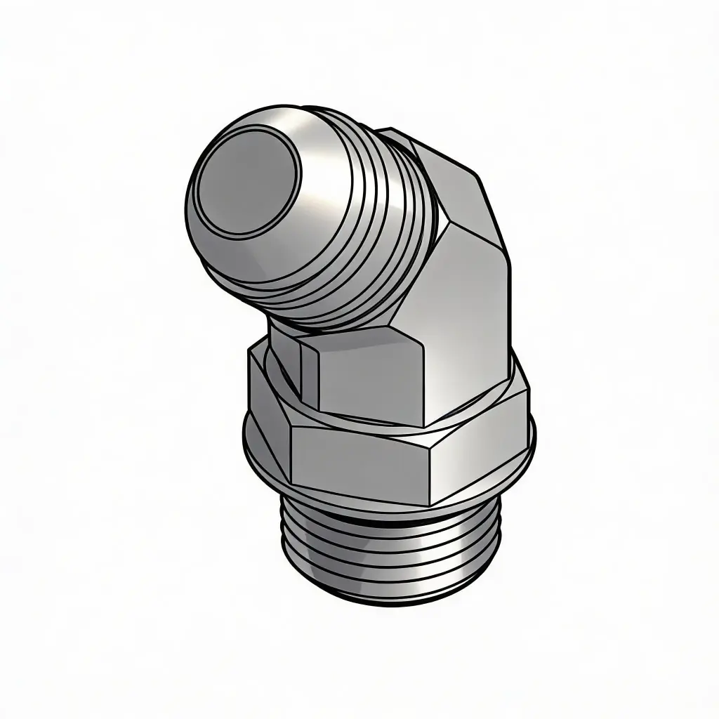 -6 Male JIC X -6 Male ORB Adjustable 45° Elbow Fitting Steel