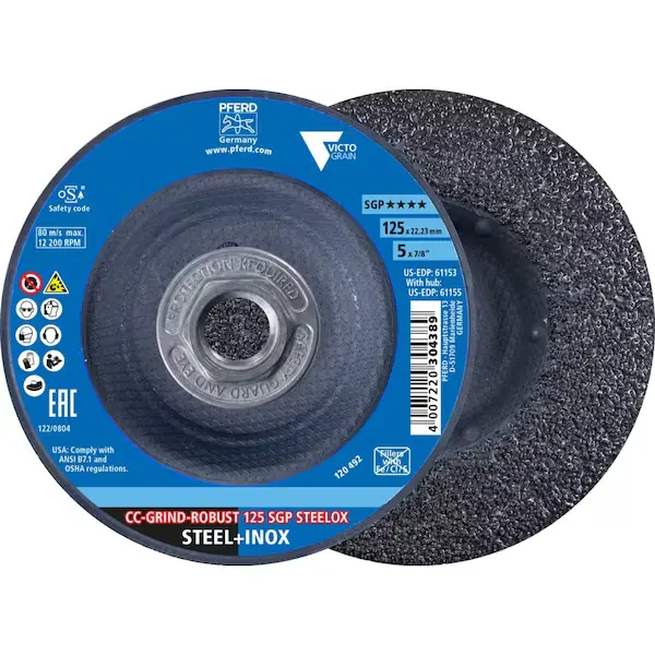 5" X 5/8"-11 Victograin Ceramic Grinding Disc CC-Grind-Robust 125 SGP Steelox (Pferd)